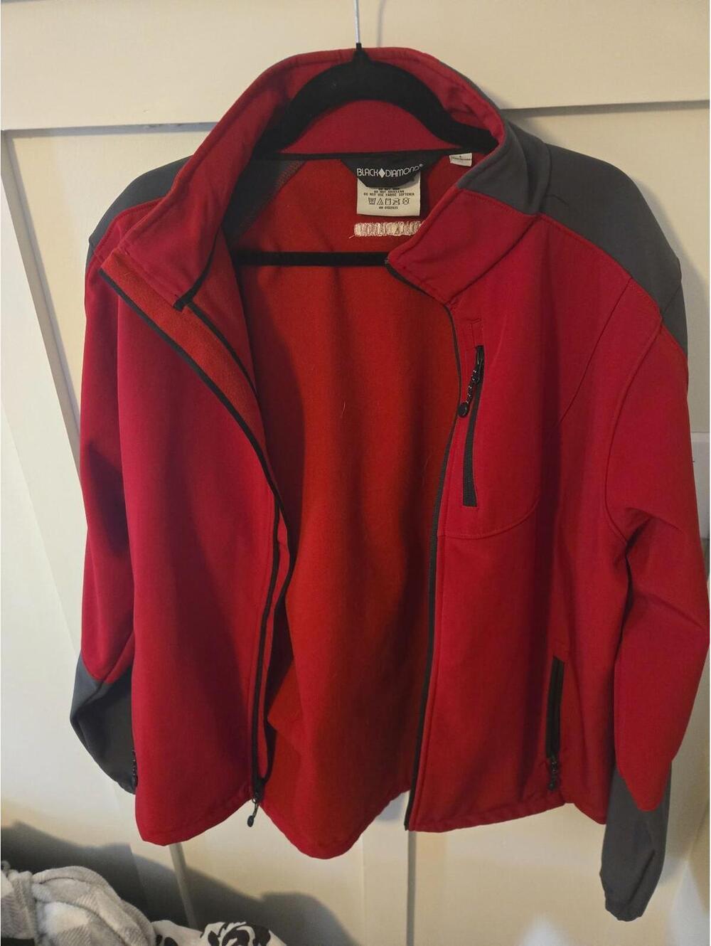 Black Diamond Men's Red and Gray Softshell Jacket Size L